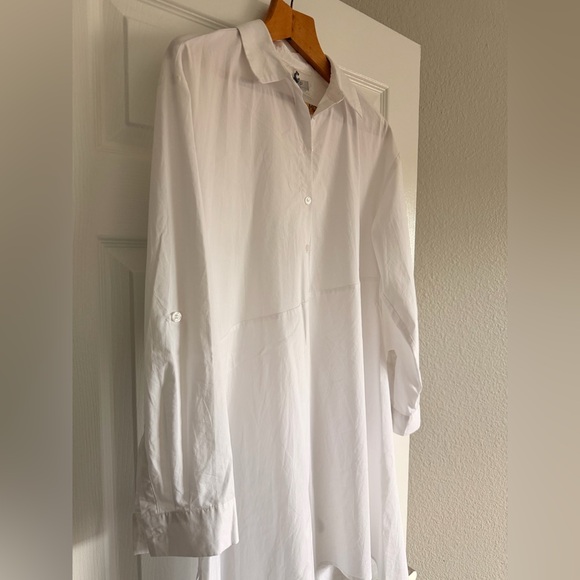 Cupio Roll Sleeve Asymmetrical Hem Tunic Size S in White - Picture 5 of 12